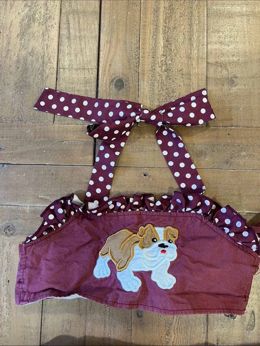 Addie Lou Blu bulldog polka dot sunsuit two piece 2T burgundy boutique